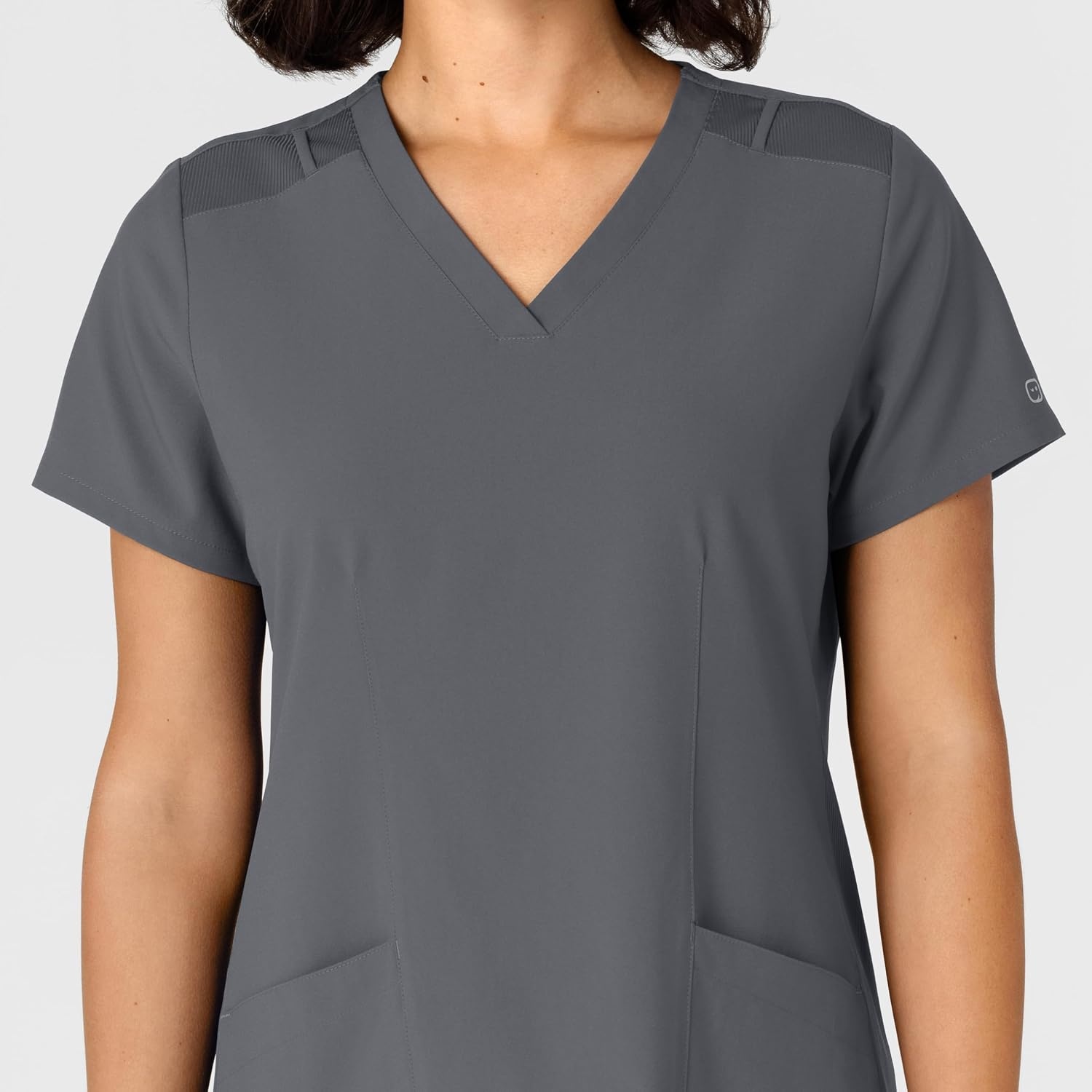 WINK Women’s Women’s Flex-n-reach Side Panel V-neck Scrub Top(Pewter)