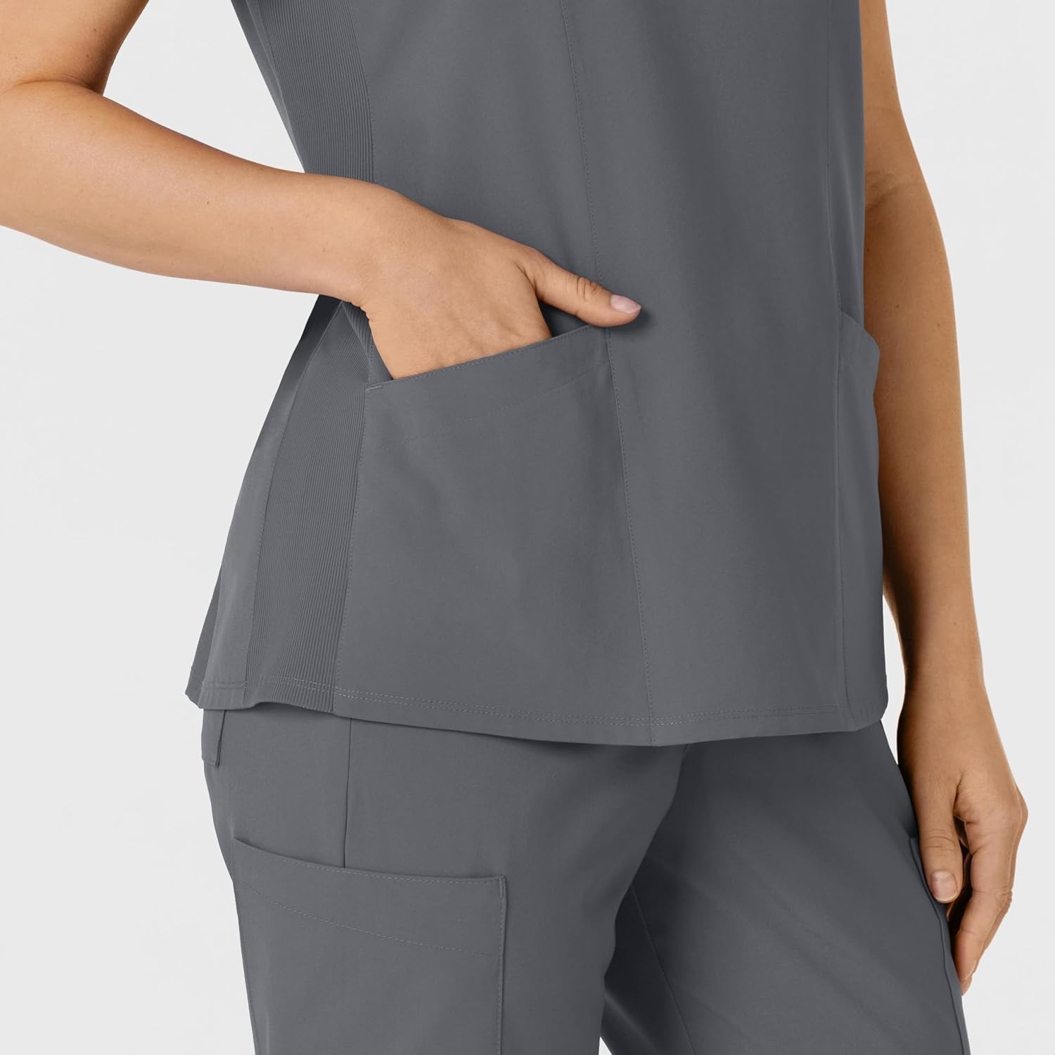 WINK Women’s Women’s Flex-n-reach Side Panel V-neck Scrub Top(Pewter)