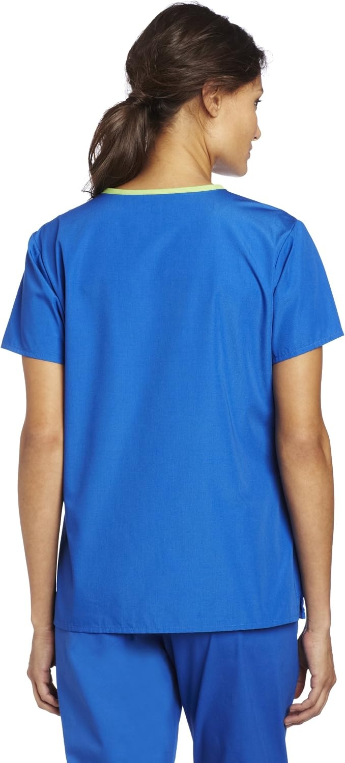 WonderWink Women’s Scrubs Charlie 5 Pocket Y-Neck Wrap Top, Royal, Medium