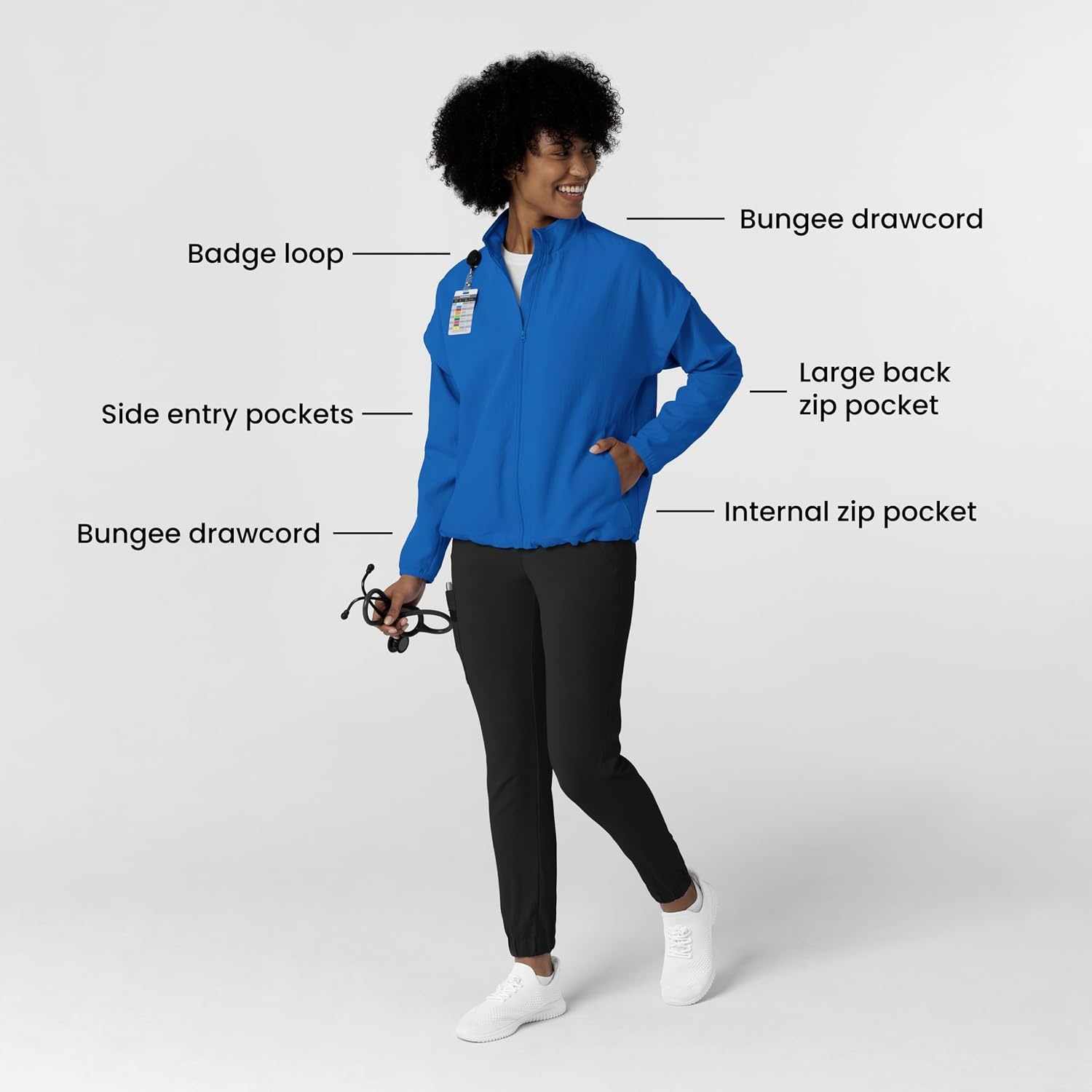 WonderWink Women’s Women’s Breezebreaker Scrub Jacket(Royal)