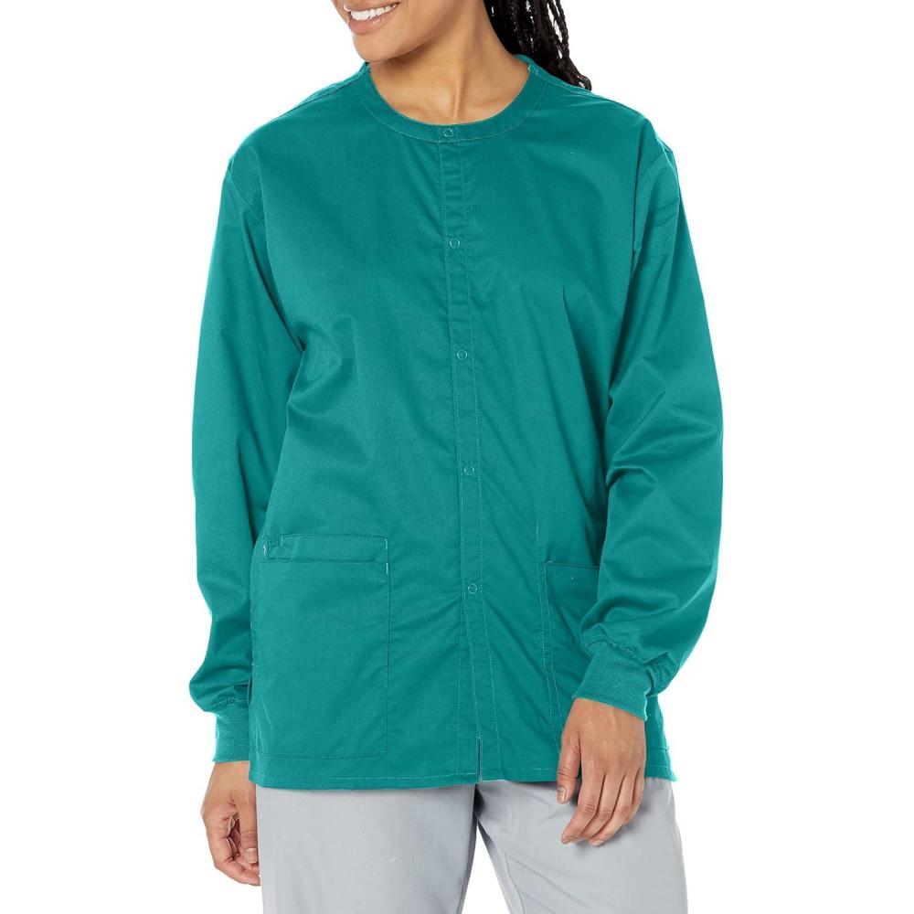 WonderWink womens Snap Front Jacket(Caribbean Blue)