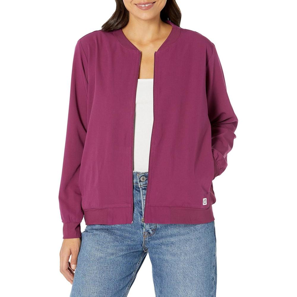 WonderWink womens Bomber Jacket(Wine)