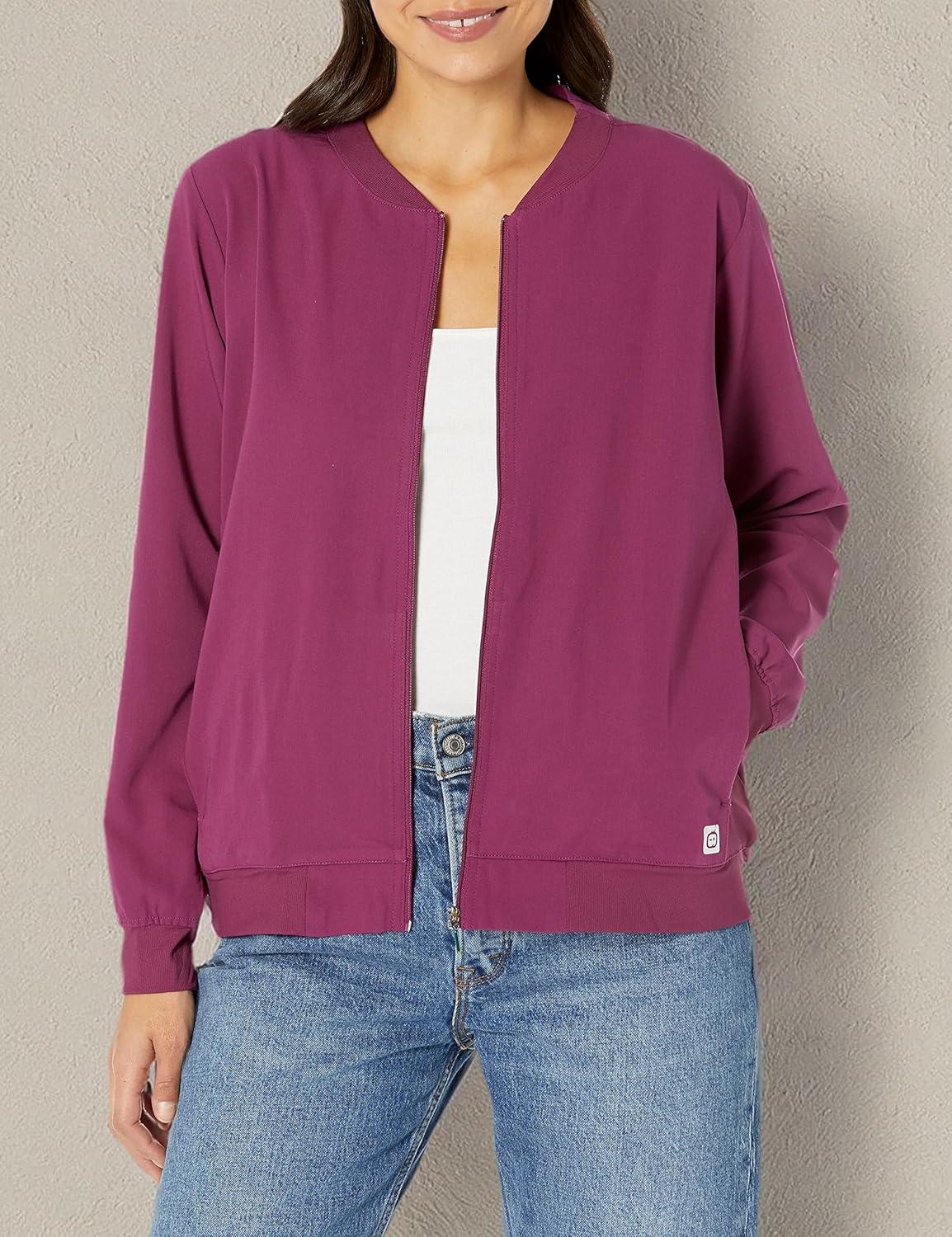 WonderWink womens Bomber Jacket(Wine)
