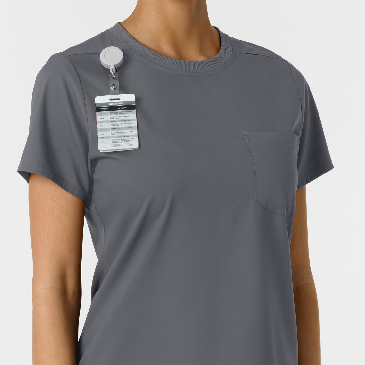 Wink Scrubs for Women, Boundless, Classic Tee with 1 Pocket(Pewter)