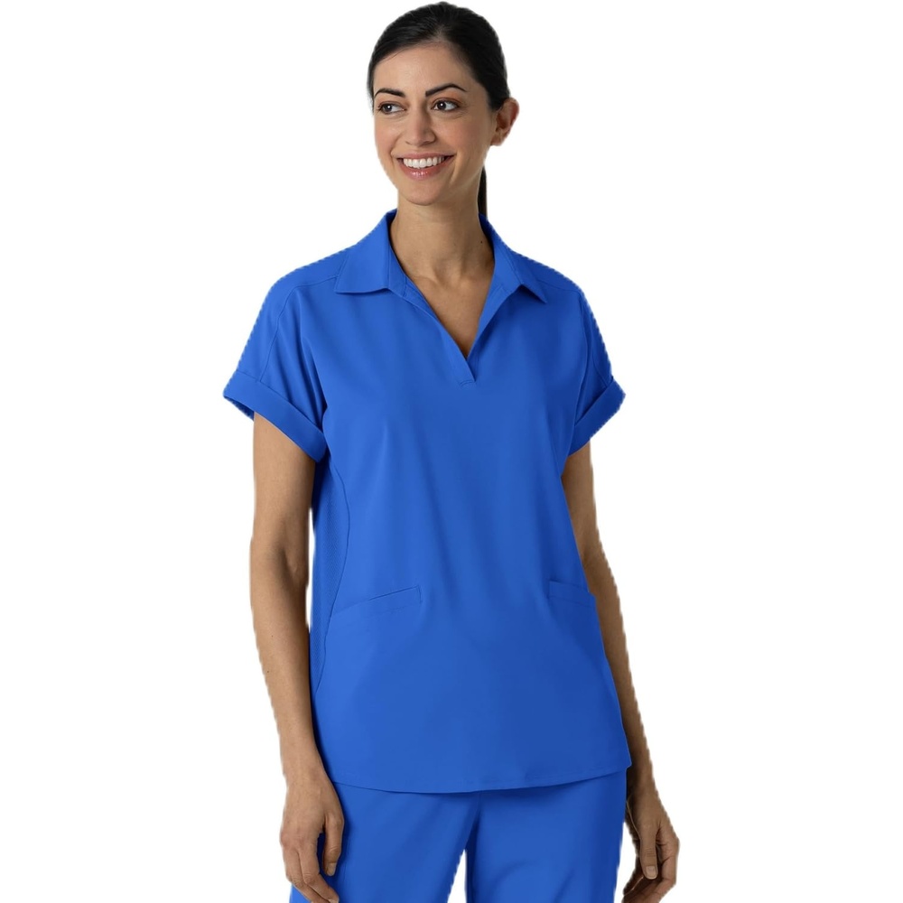 WINK Renew Women’s Flex-n-Reach Collared Scrub Top(Royal)