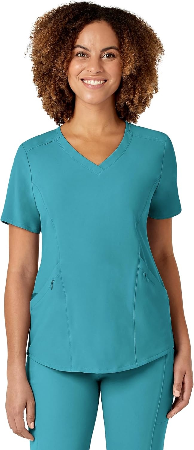 Wink Renew Women’s V-Neck Scrub Top – Teal Blue, L