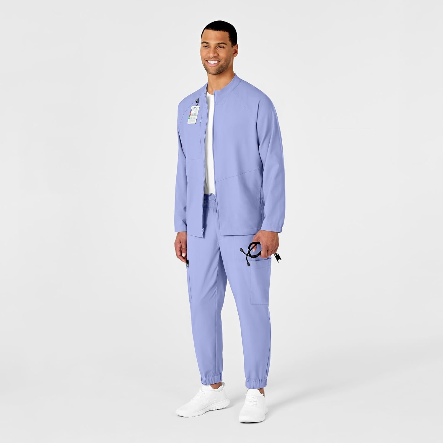 WINK W123 Men’s Zip Front Warm Up Jacket(Ceil Blue)