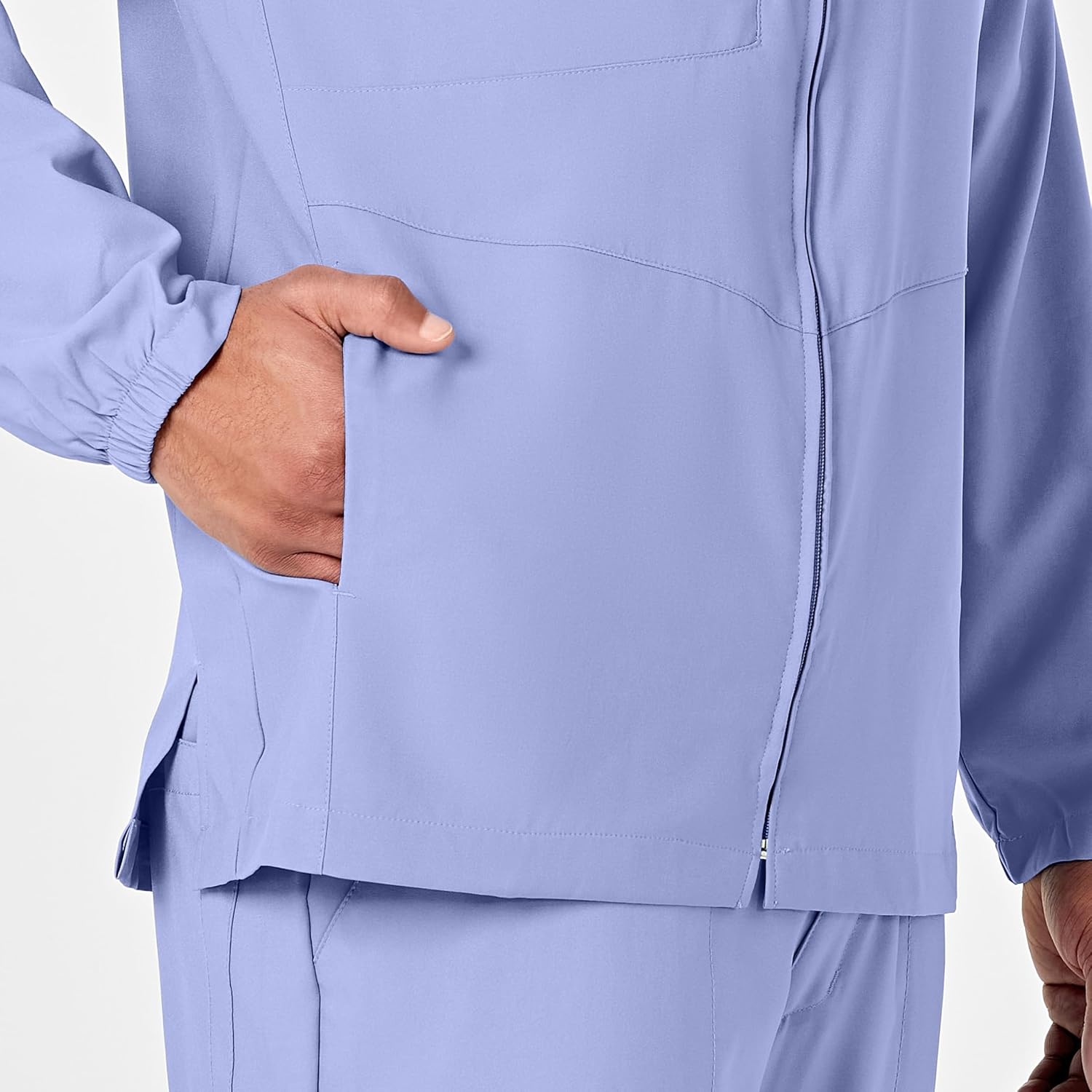 WINK W123 Men’s Zip Front Warm Up Jacket(Ceil Blue)