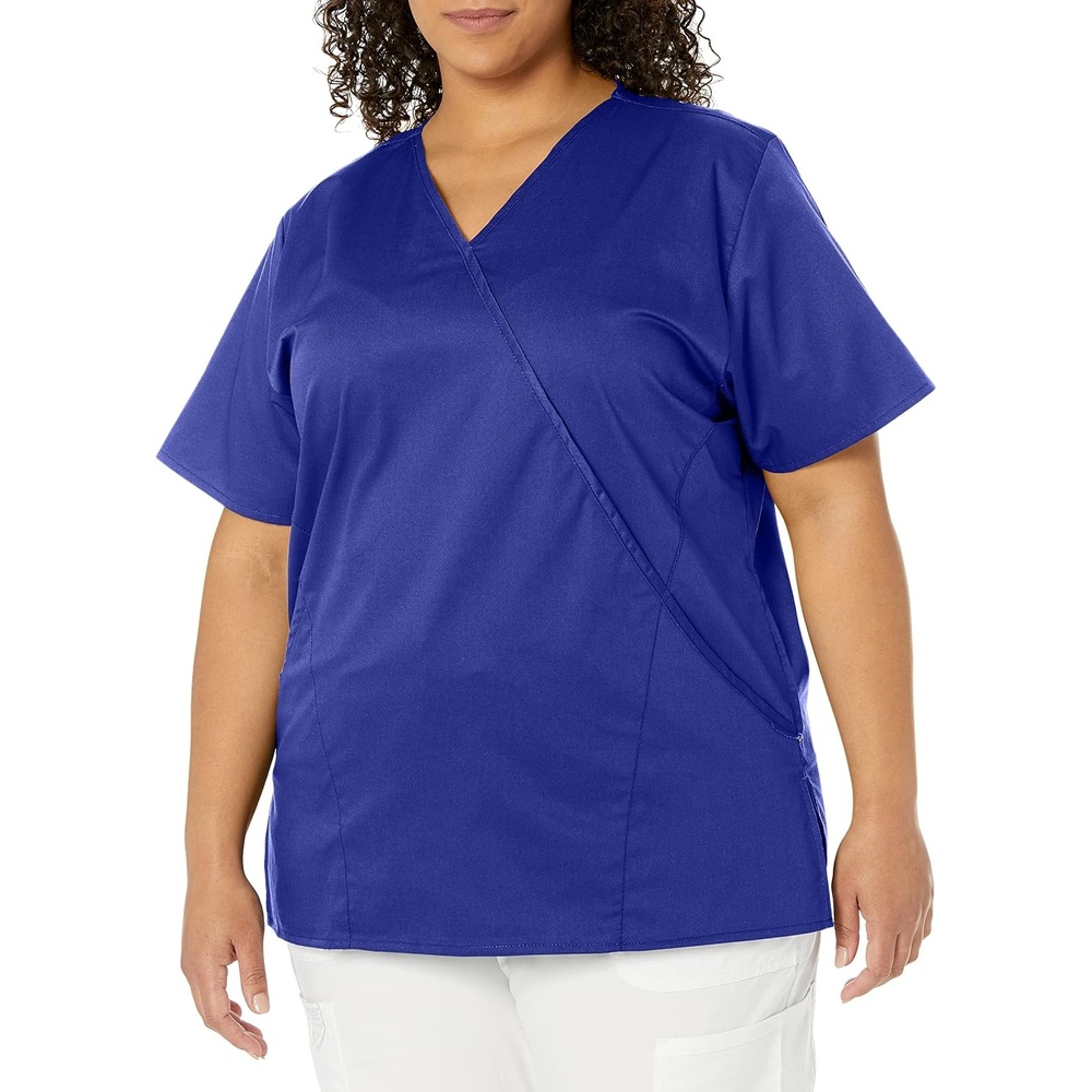 WINK WonderWORK Women’s Mock Wrap Scrub Top(Galaxy Blue)
