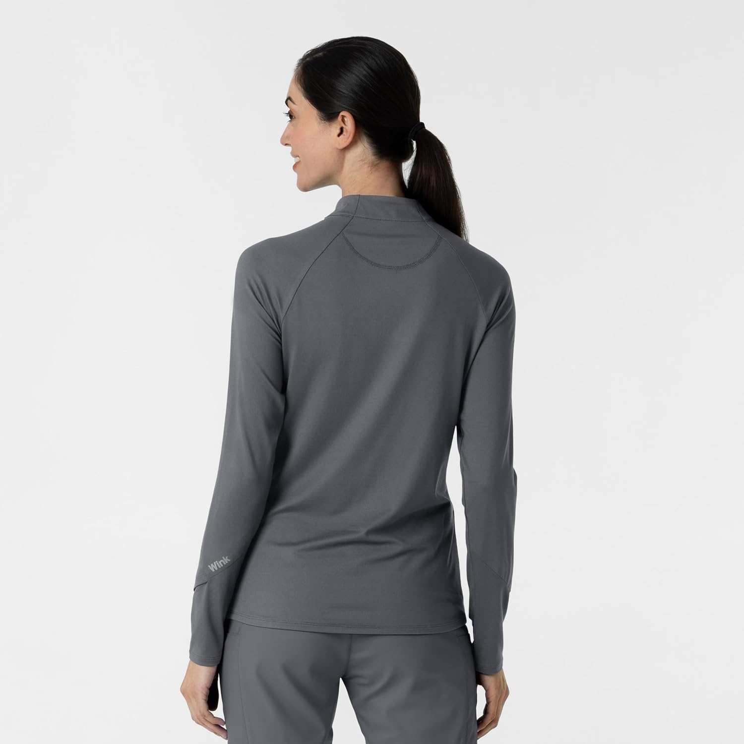 WINK Layers Women’s Watch Window Quarter Zip Scrub Top(Pewter)