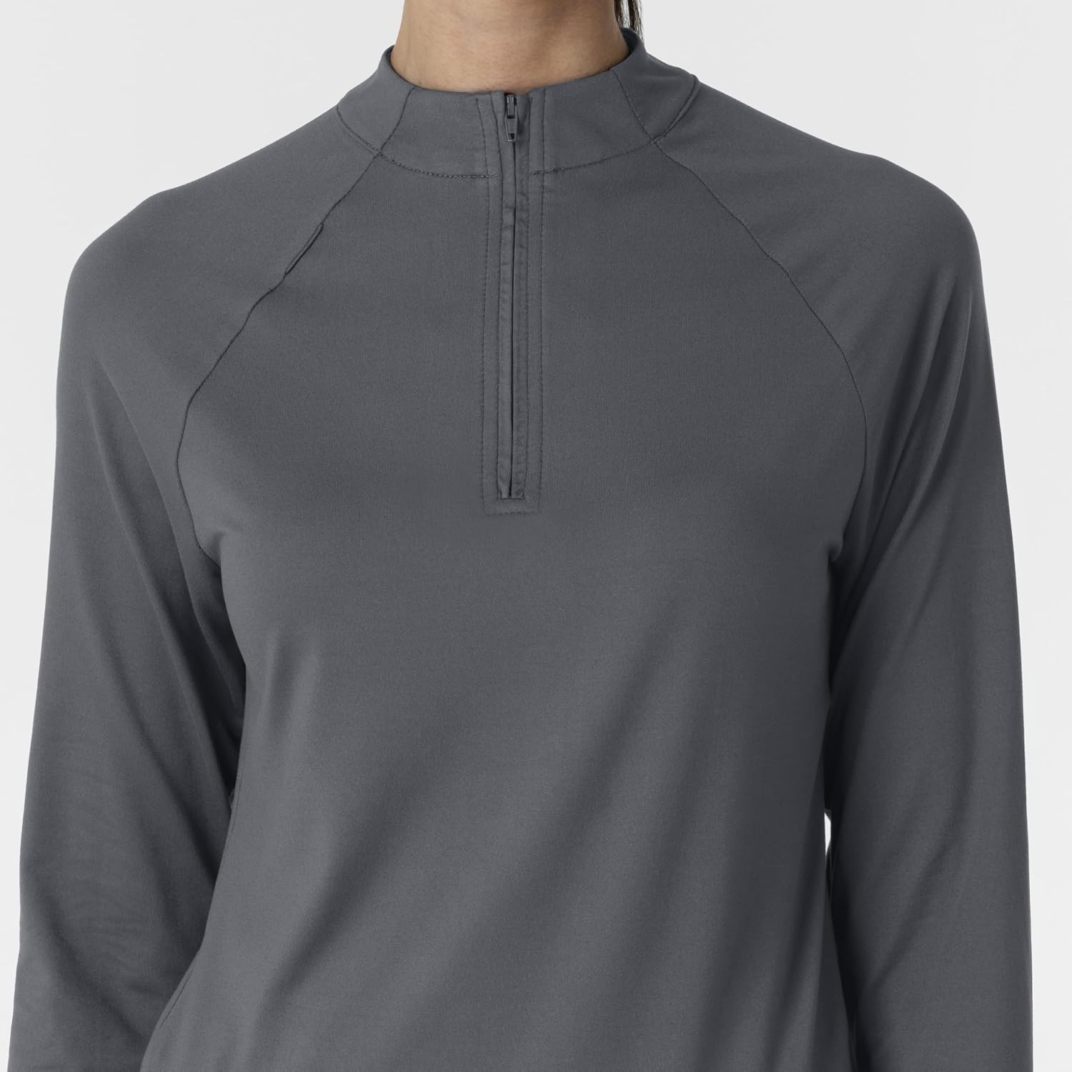 WINK Layers Women’s Watch Window Quarter Zip Scrub Top(Pewter)