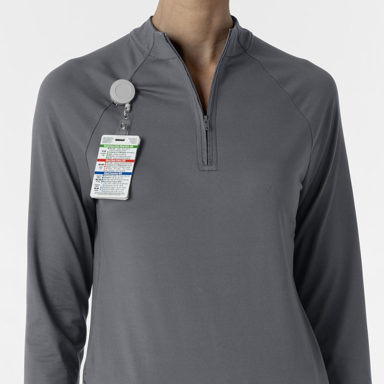 WINK Layers Women’s Watch Window Quarter Zip Scrub Top(Pewter)