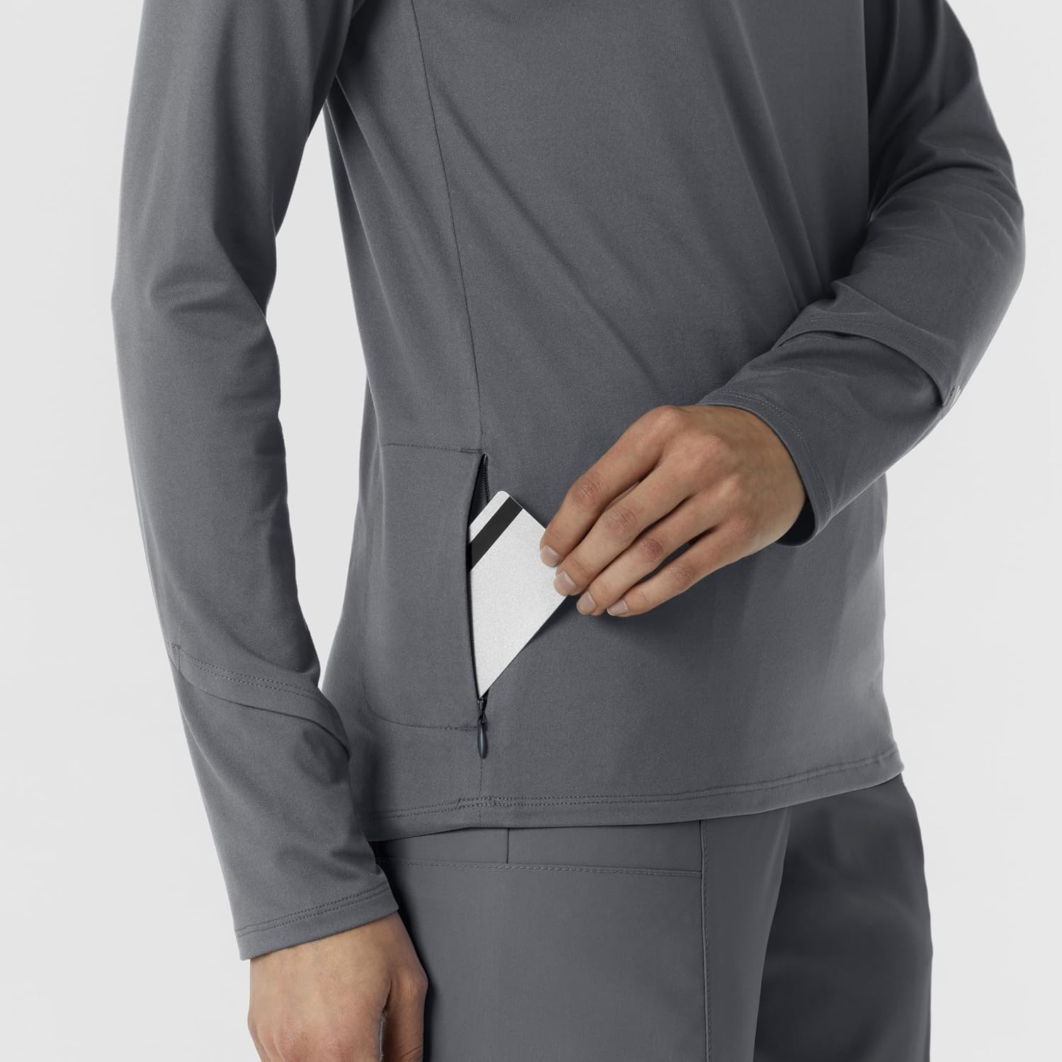 WINK Layers Women’s Watch Window Quarter Zip Scrub Top(Pewter)