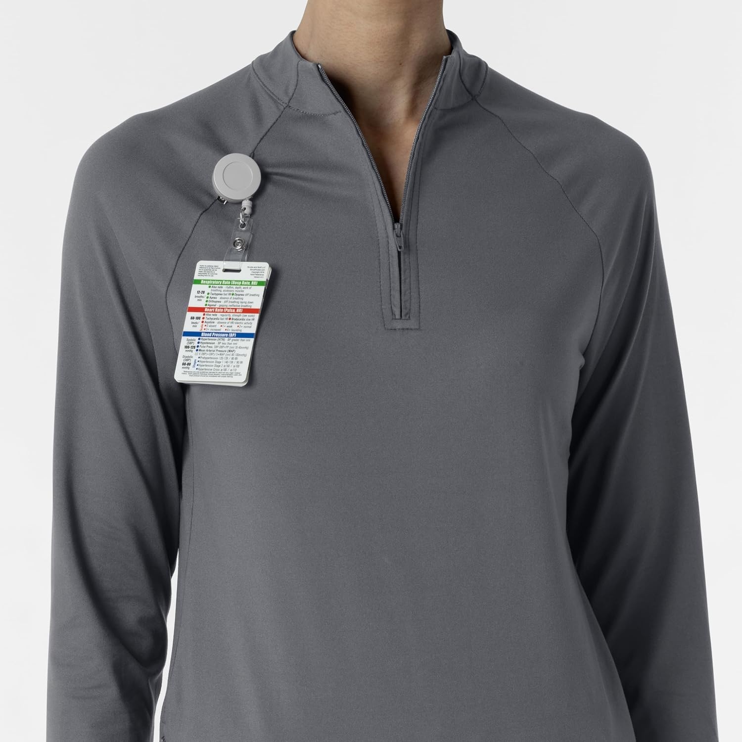 WINK Layers Women’s Watch Window Quarter Zip Scrub Top(Pewter)