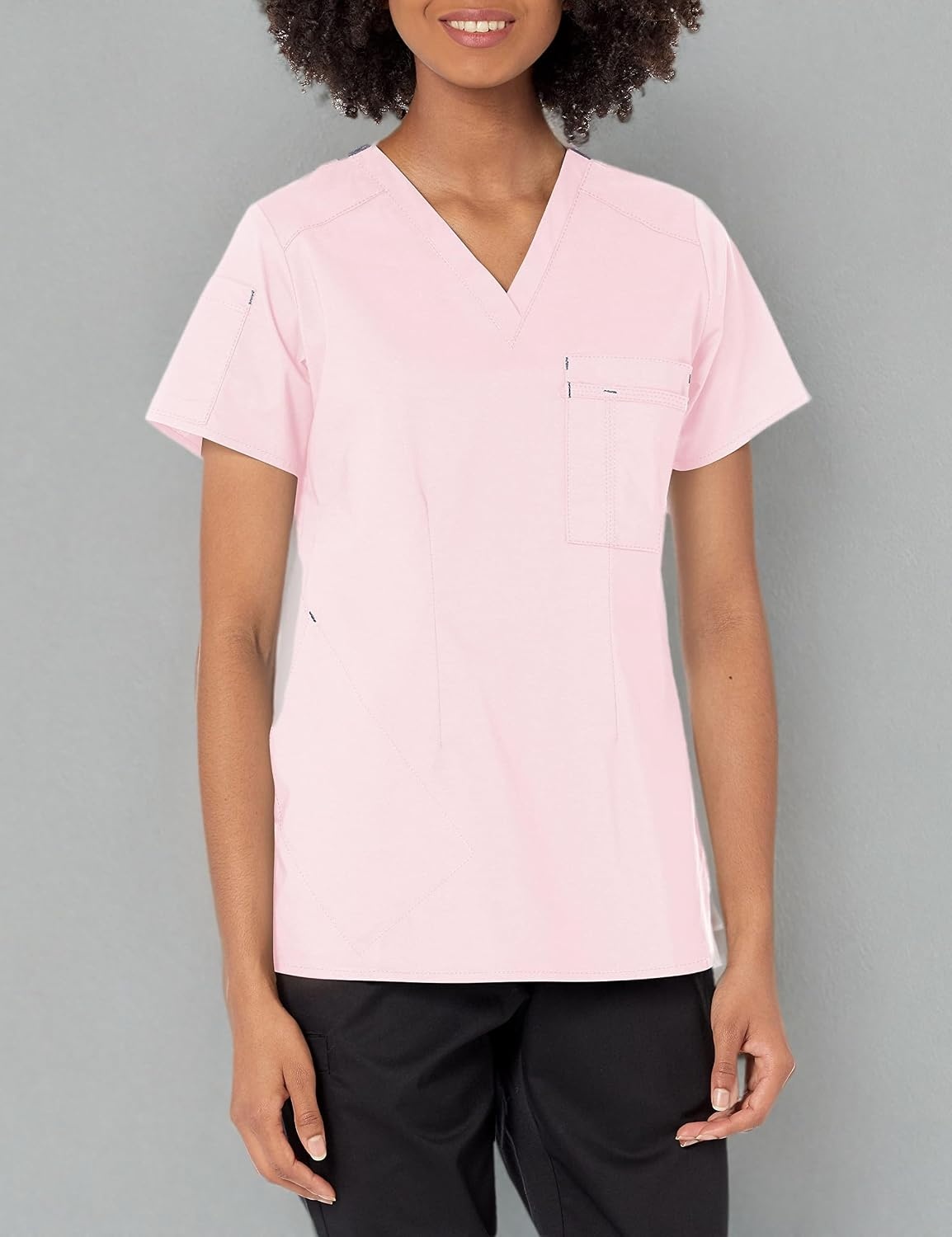Wink WonderFLEX Women’s V-Neck Tuck-in Scrub Top(Rose Blush)