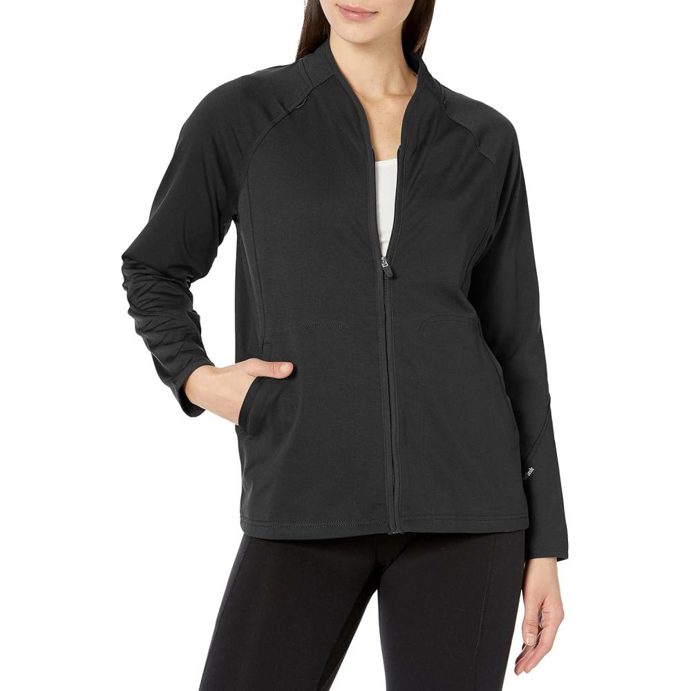 WonderWink womens Fleece Full-zip Jacket(Black)
