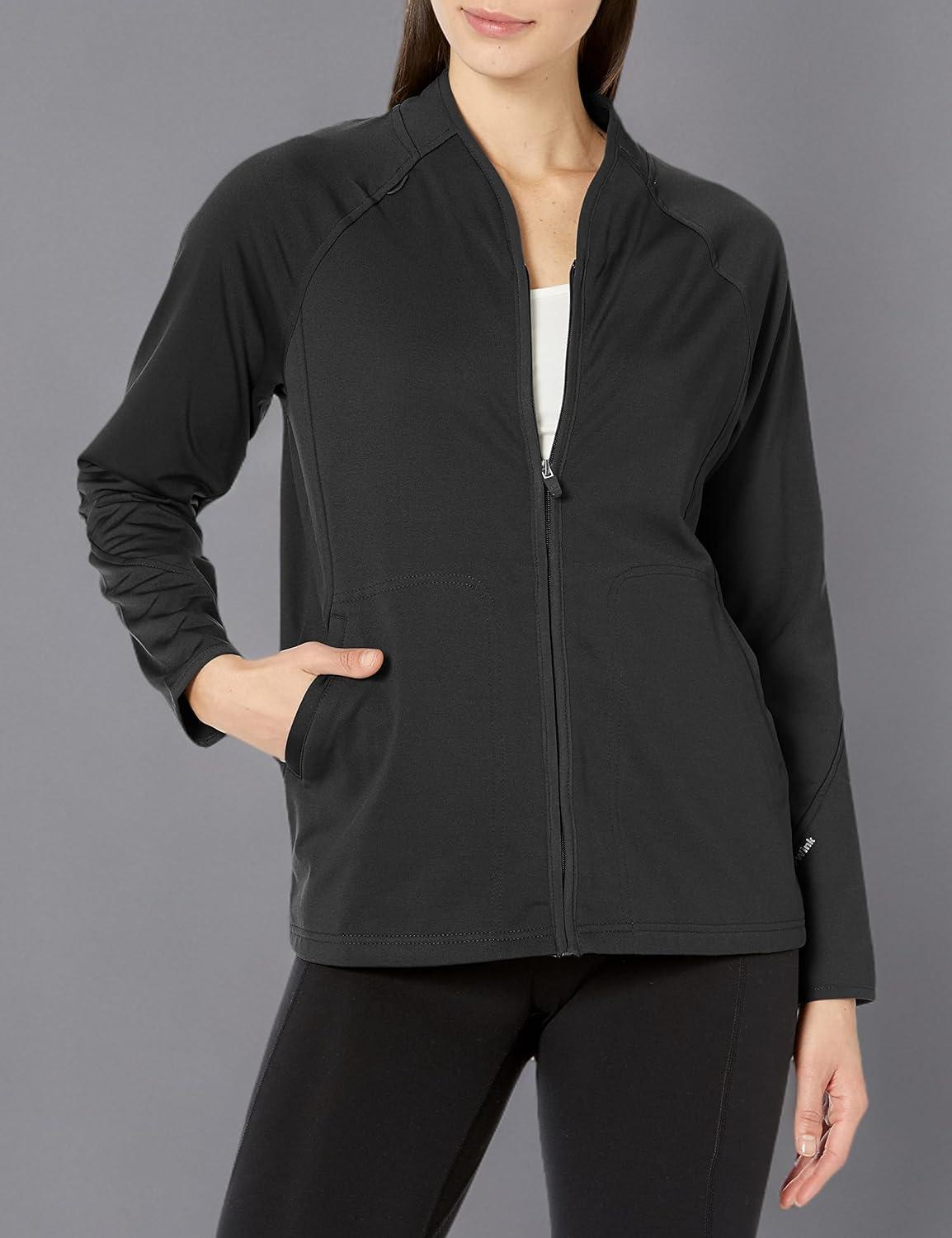 WonderWink womens Fleece Full-zip Jacket(Black)