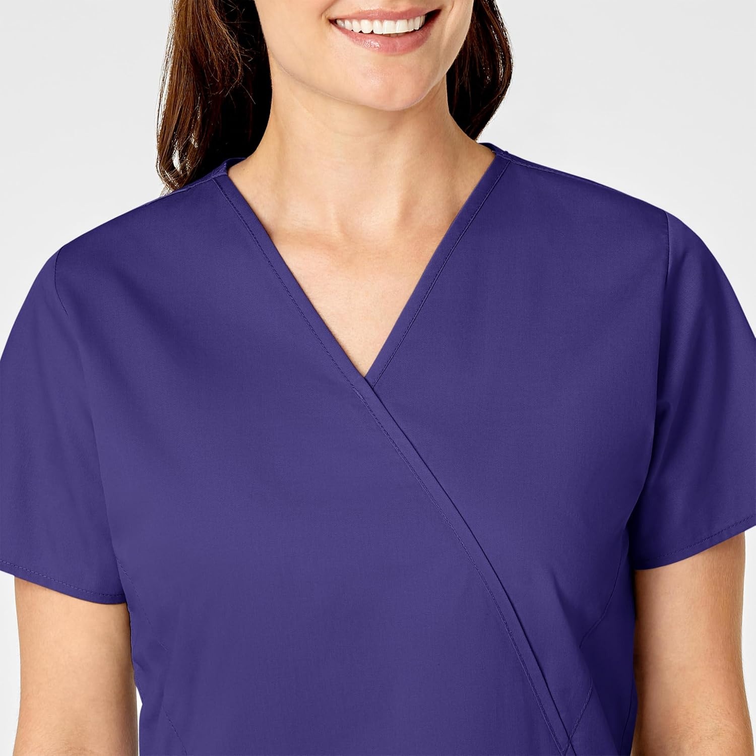 WINK WonderWORK Women’s Mock Wrap Scrub Top(Grape)