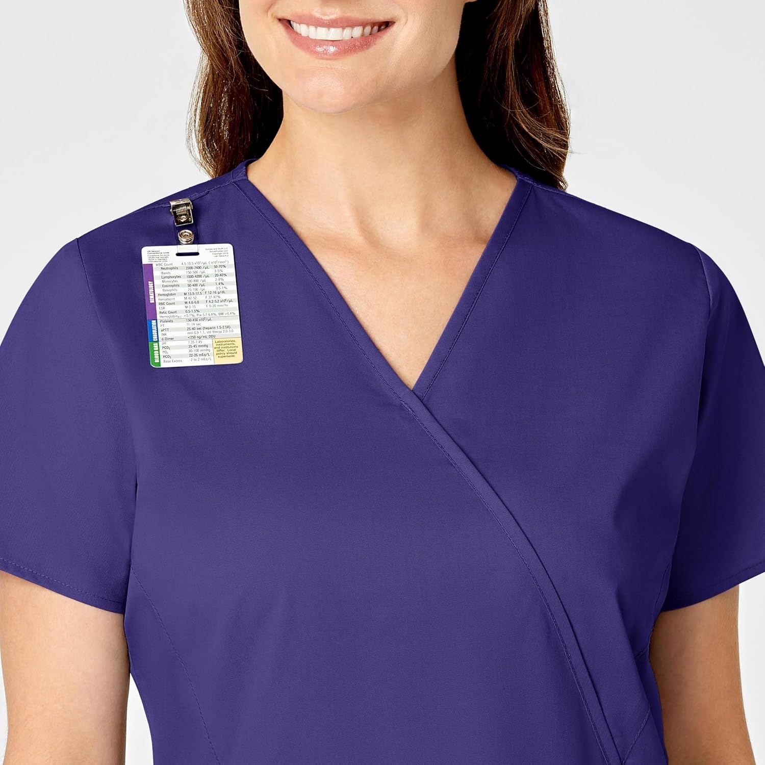 WINK WonderWORK Women’s Mock Wrap Scrub Top(Grape)
