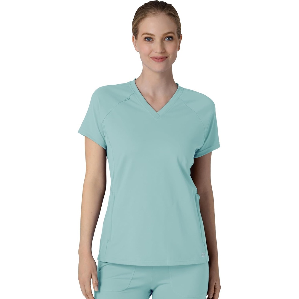 Wink Renew Women’s Flex-n-Reach V-Neck Raglan Scrub Top(Coastal Blue)