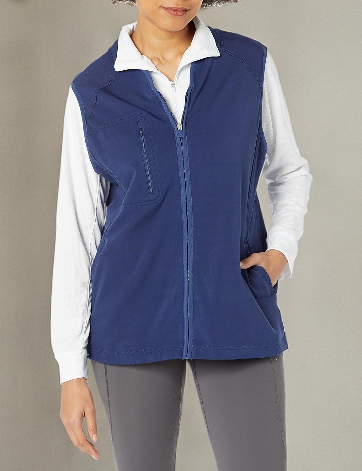 WonderWink Womens Fleece Full Zip Vest(Navy)