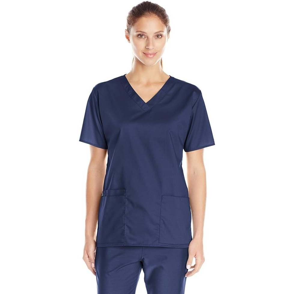 Wink WonderWORK Scrubs for Women, V-Neck Scrub Tops | Womens Scrub Top Navy V-Neck 4 Pockets Size L 65% Polyester/35% Cotton