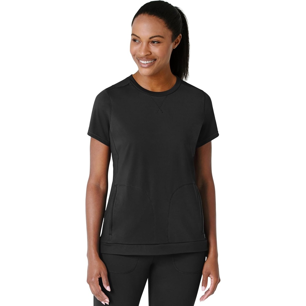 Wink Renew Women’s Flex-n-Reach Crew Neck Scrub Top(Black)