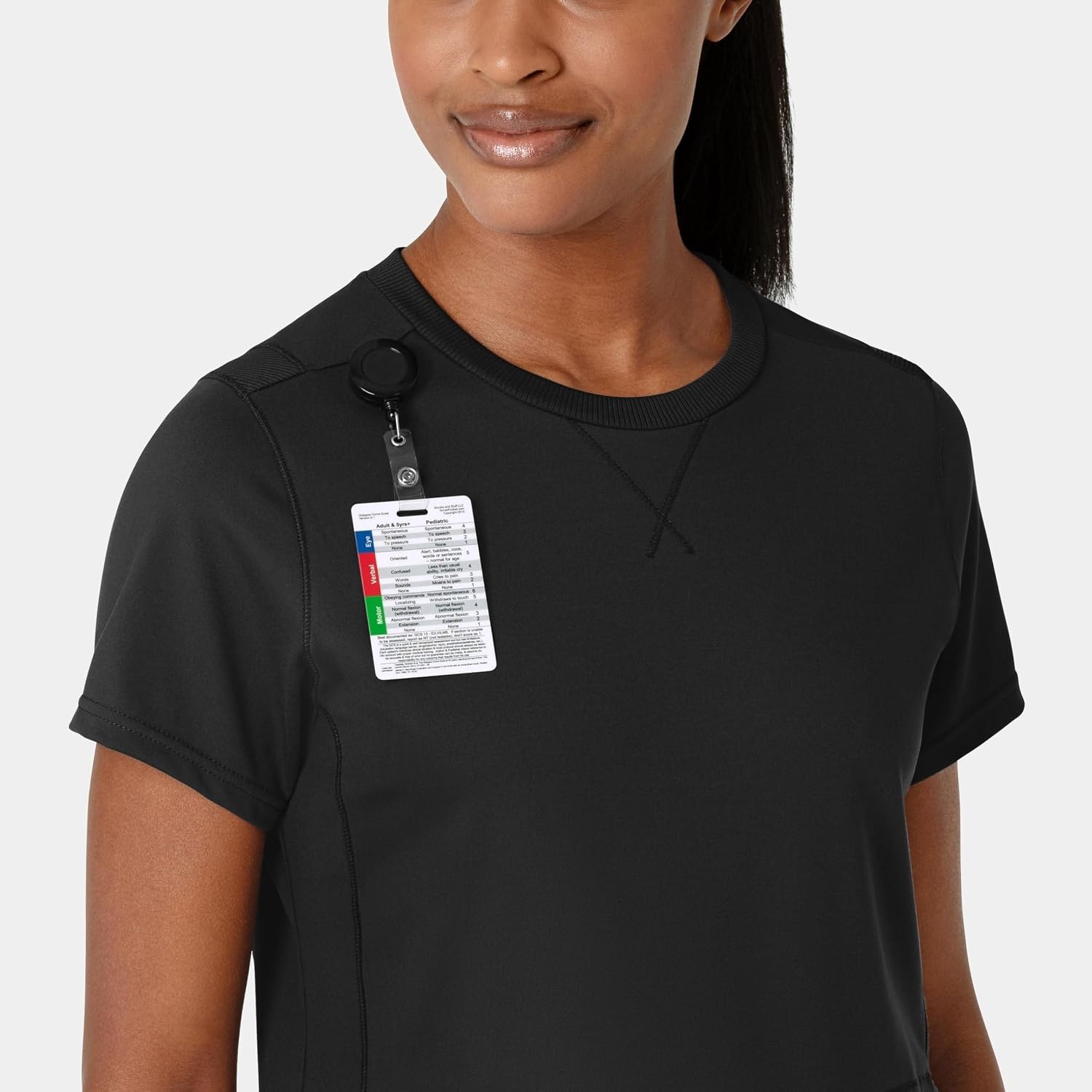 Wink Renew Women’s Flex-n-Reach Crew Neck Scrub Top(Black)