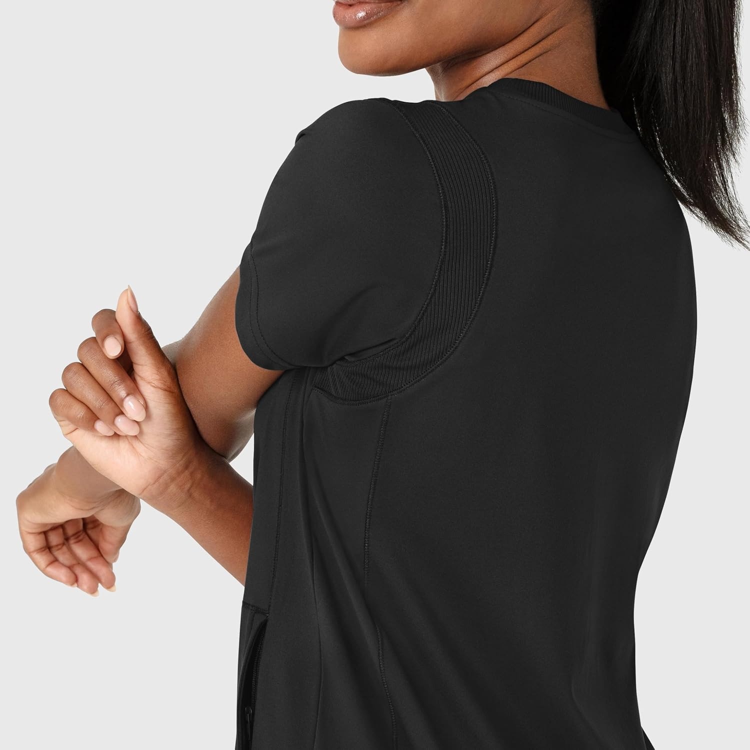 Wink Renew Women’s Flex-n-Reach Crew Neck Scrub Top(Black)