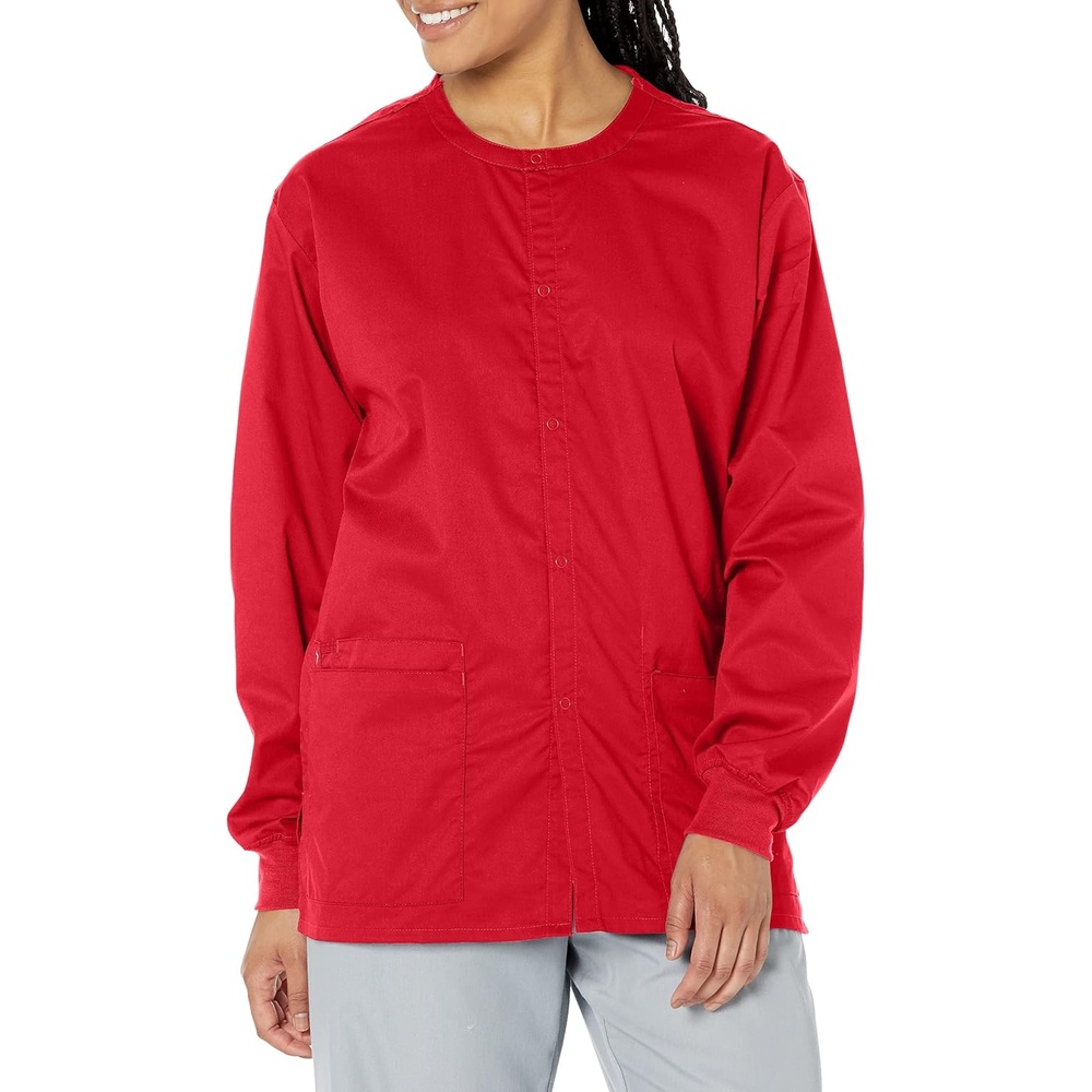 WonderWink Unisex Adult Unisex Snap Front Jacket(Red)