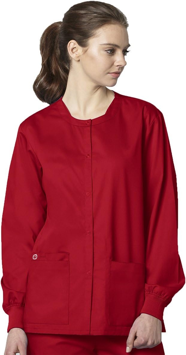 WonderWink Unisex Adult Unisex Snap Front Jacket(Red)