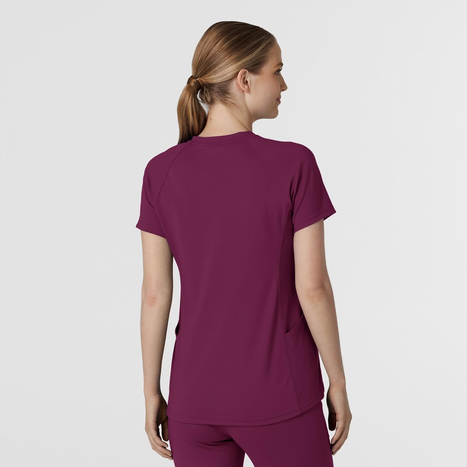 Wink Renew Knit Women’s Flex-n-Reach V-Neck Raglan Scrub Top(Wine)