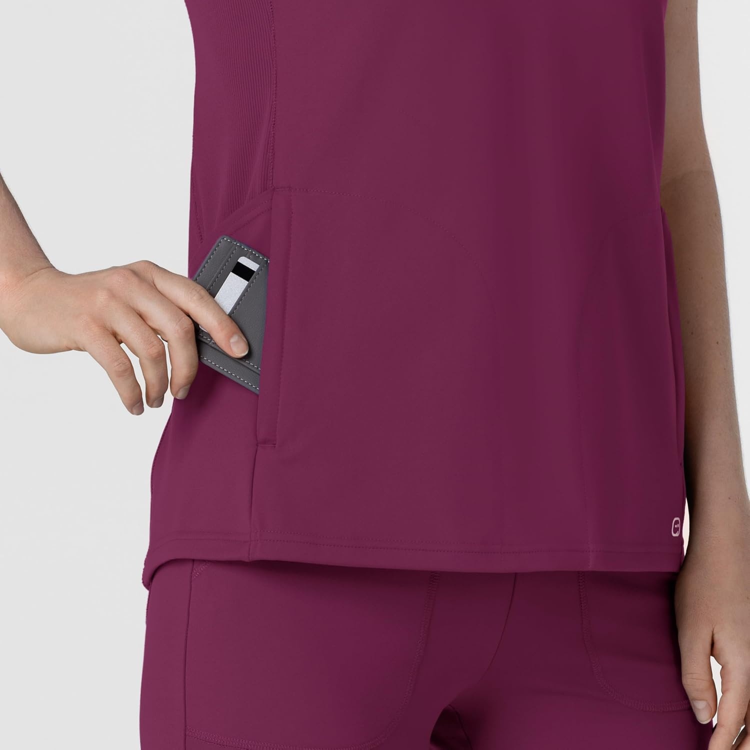 Wink Renew Knit Women’s Flex-n-Reach V-Neck Raglan Scrub Top(Wine)
