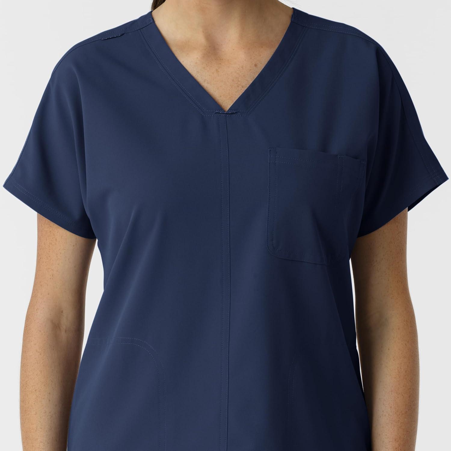 Wink Women’s Women’s Drop Shoulder Tunic Scrub Top(Navy)