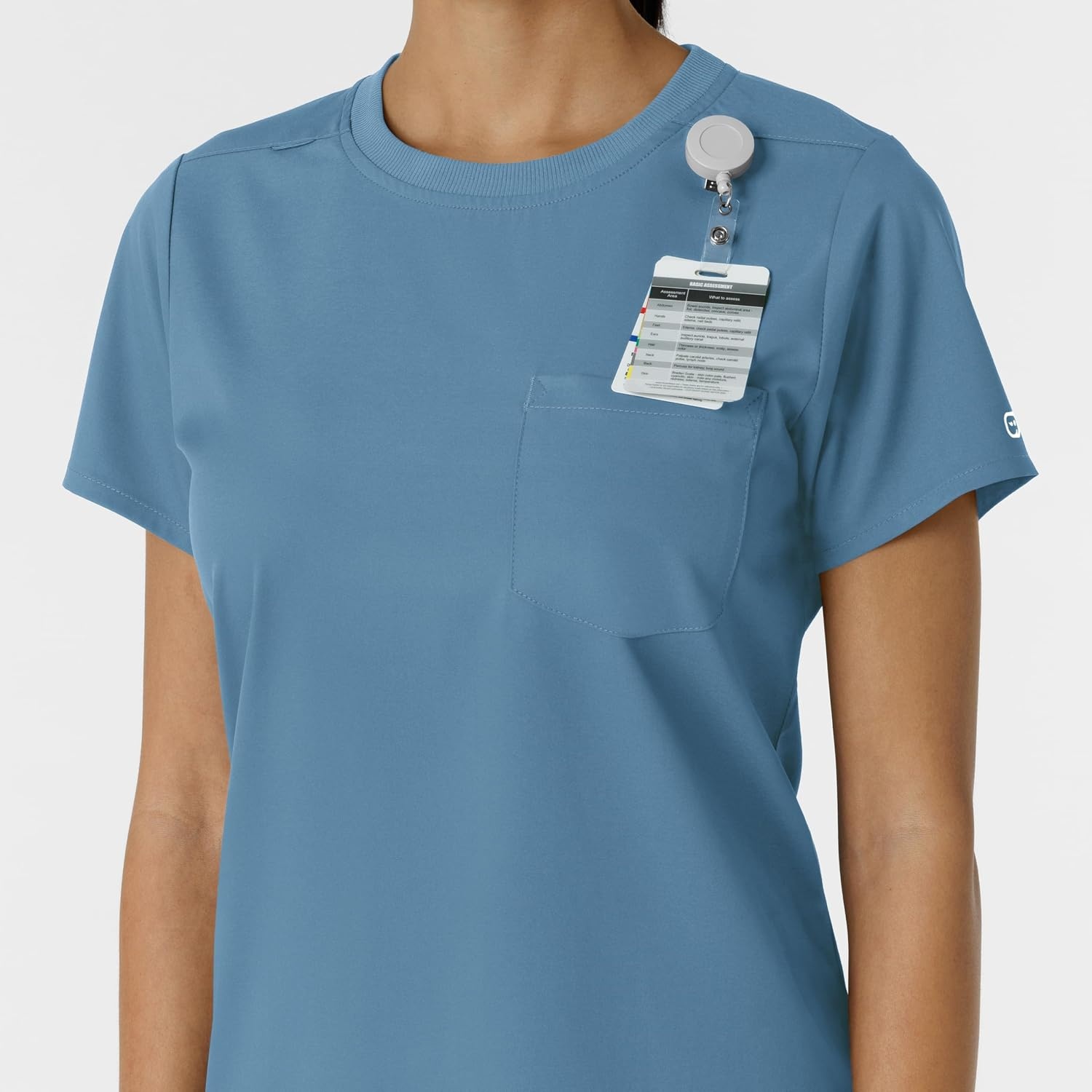 Wink Scrubs for Women, Boundless, Classic Tee with 1 Pocket(Pacific Blue)