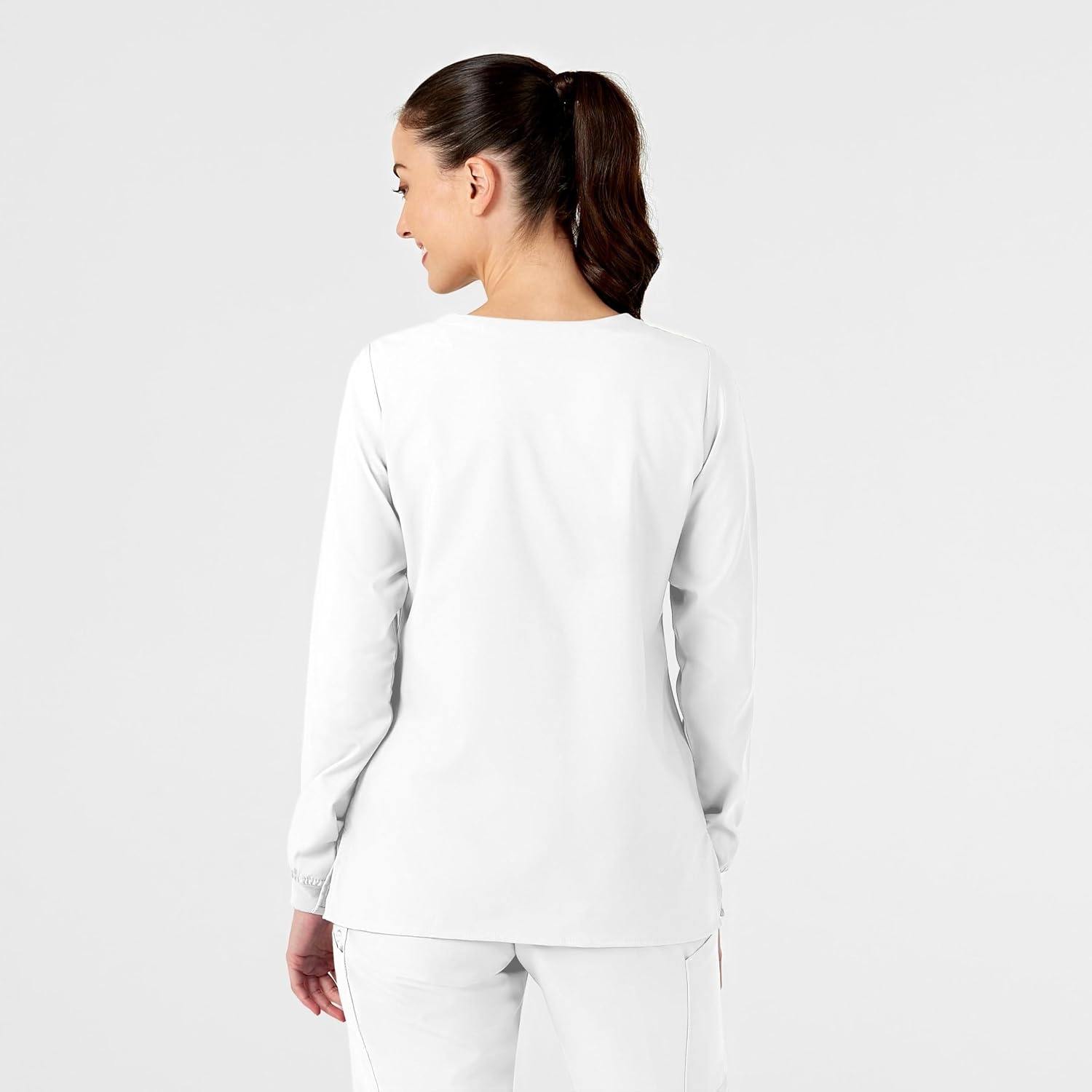 Wink W123 Women’s Crew Neck Warm Up Jacket(White)