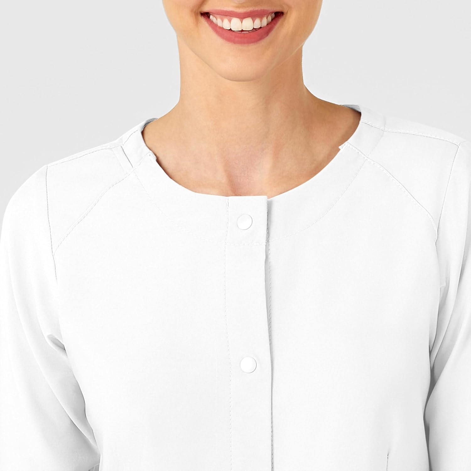 Wink W123 Women’s Crew Neck Warm Up Jacket(White)