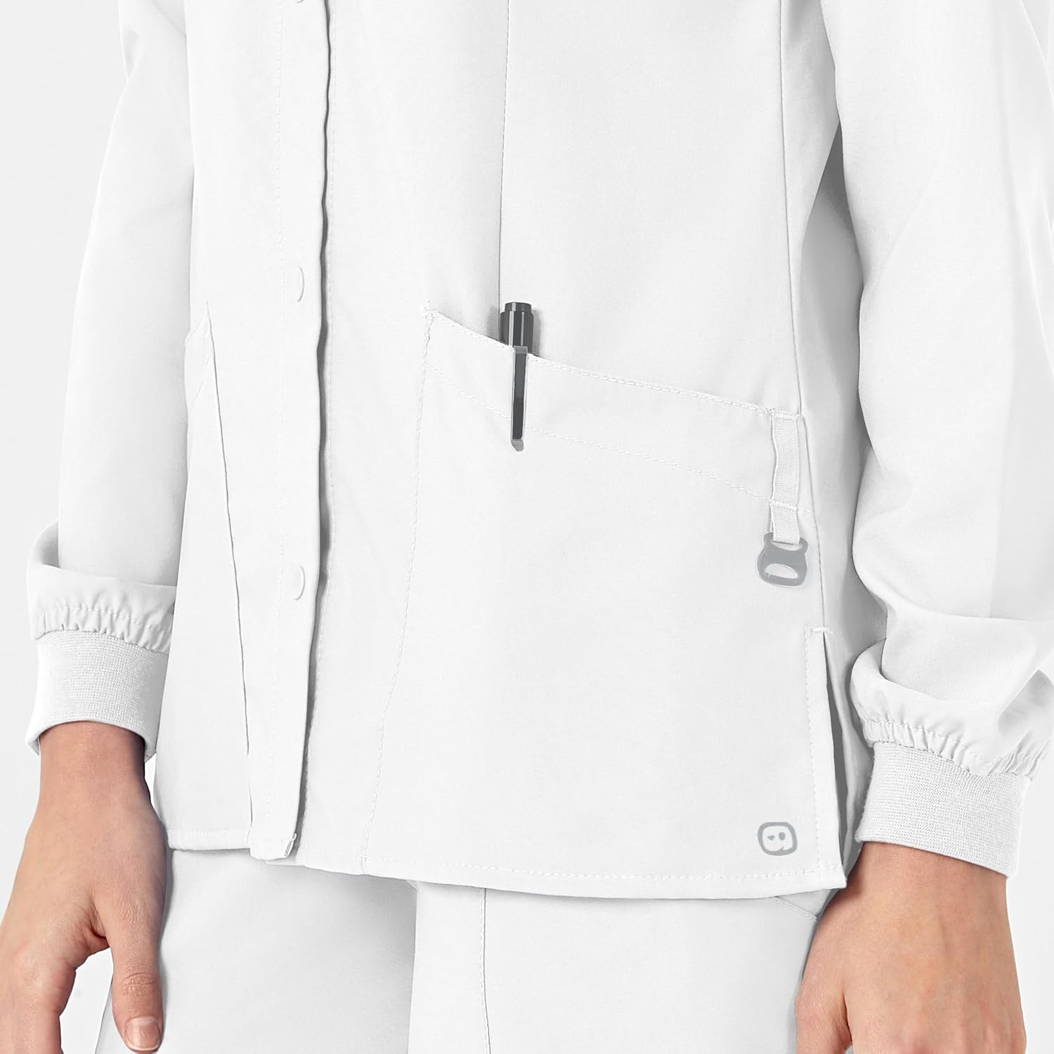 Wink W123 Women’s Crew Neck Warm Up Jacket(White)