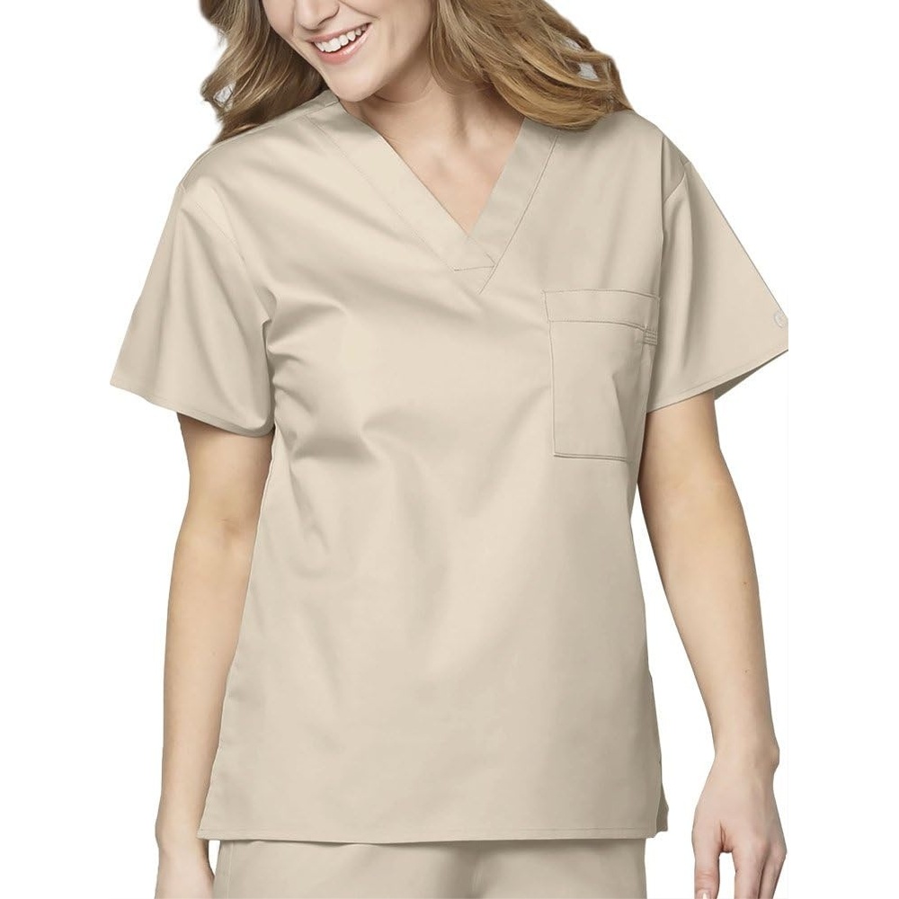 Wink WonderWORK Unisex V-Neck Scrub Top(Khaki)