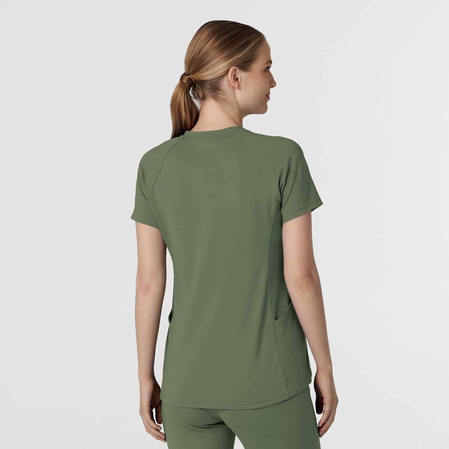 Wink Renew Knit Women’s Flex-n-Reach V-Neck Raglan Scrub Top(Olive)