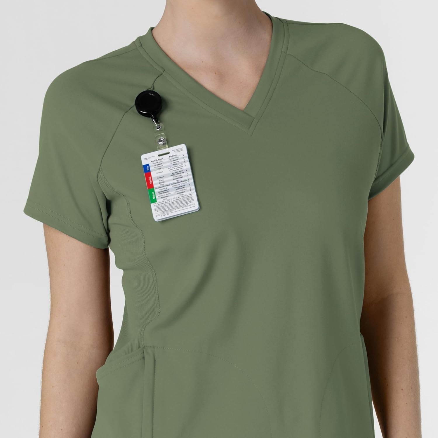 Wink Renew Knit Women’s Flex-n-Reach V-Neck Raglan Scrub Top(Olive)