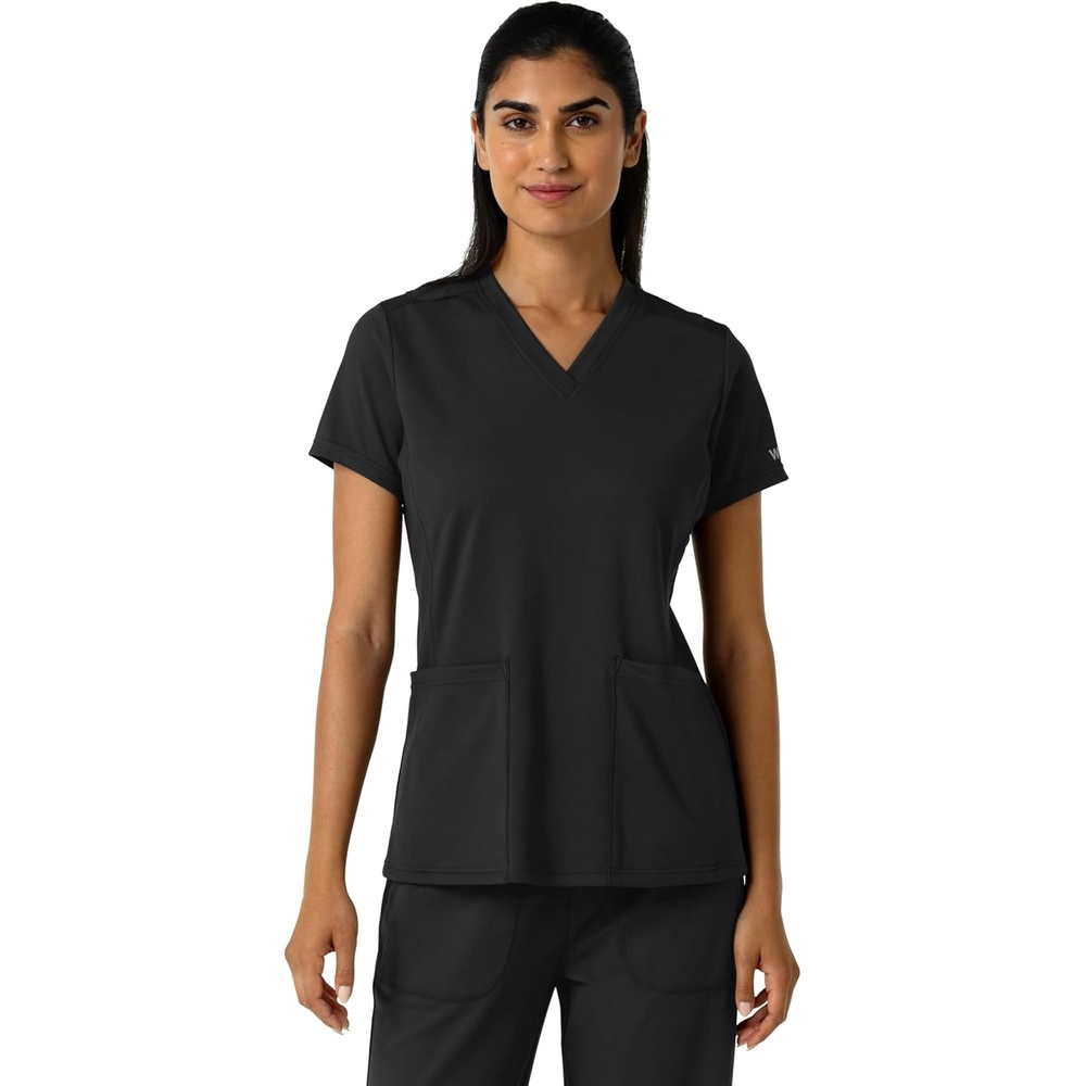 Wink Women’s Women’s 2-Pocket Scrub Top(Black)