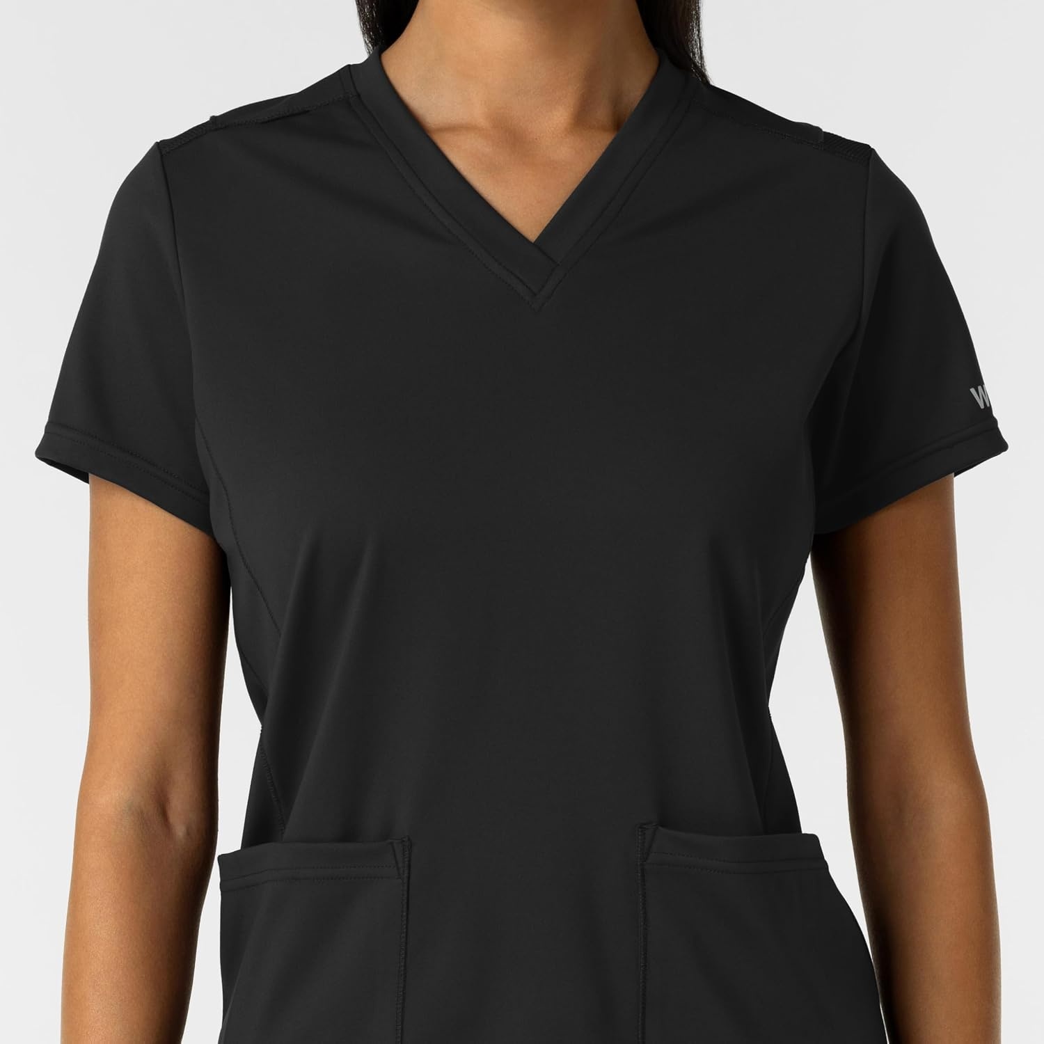 Wink Women’s Women’s 2-Pocket Scrub Top(Black)