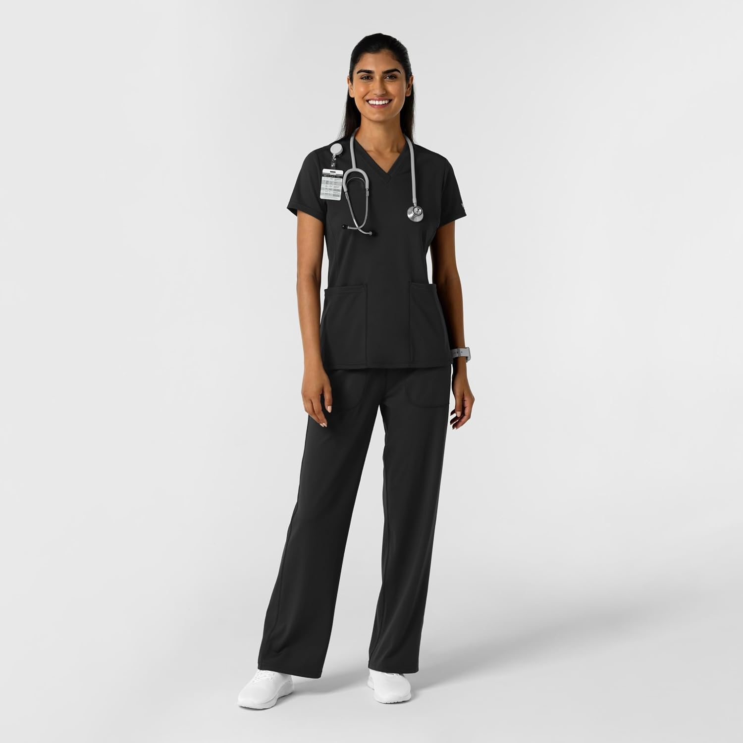 Wink Women’s Women’s 2-Pocket Scrub Top(Black)