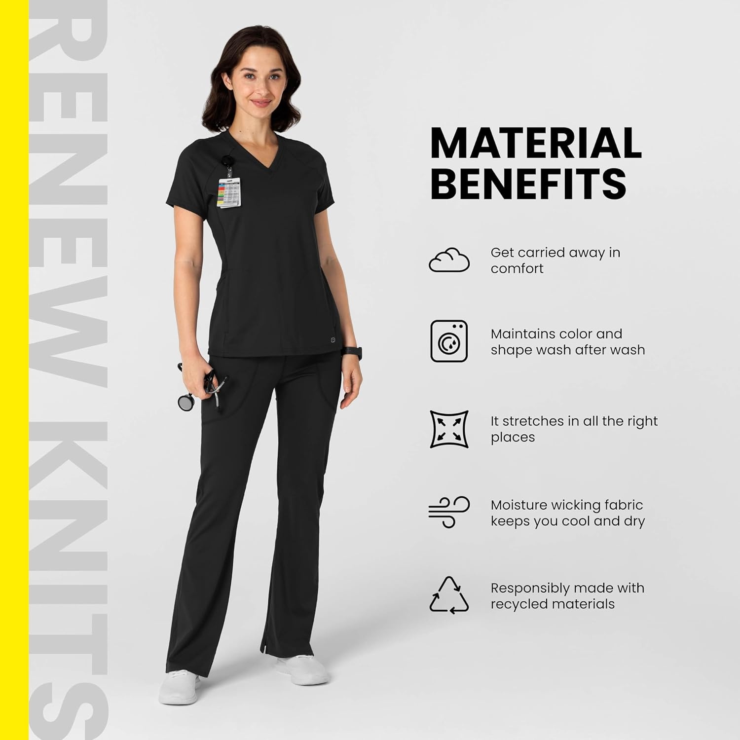 Wink Women’s Women’s 2-Pocket Scrub Top(Black)