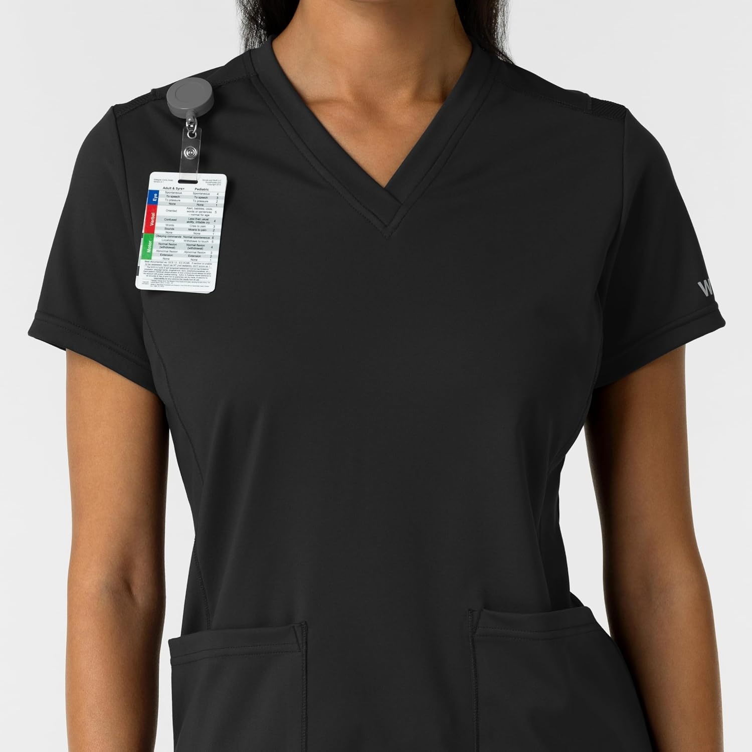 Wink Women’s Women’s 2-Pocket Scrub Top(Black)