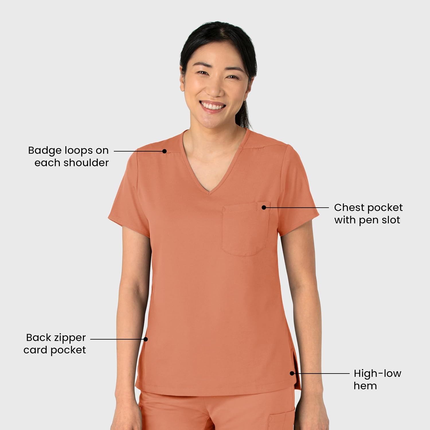 Wink Boundless Women’s Tuck-in Scrub Top(Terracotta)