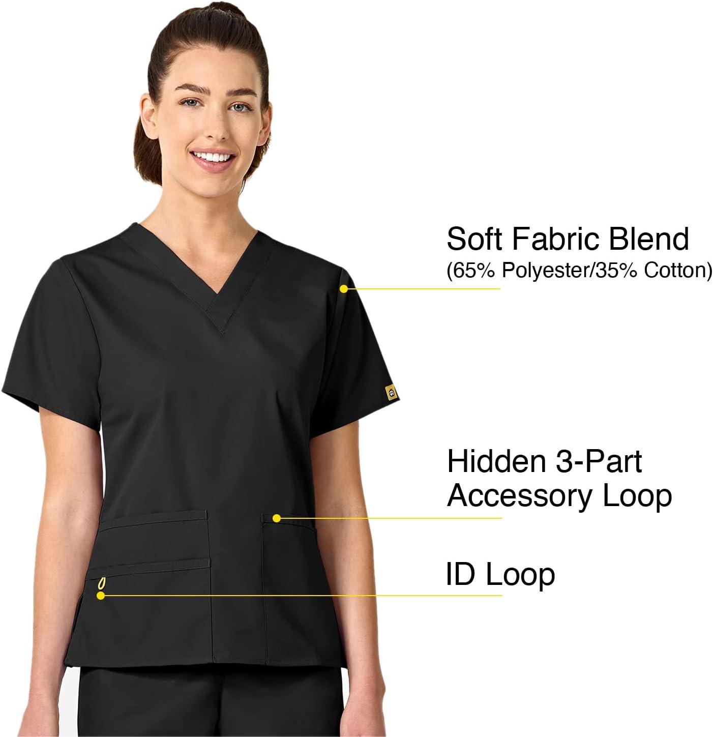 WonderWink womens Origins Bravo V-neck Top medical scrubs shirts, Black, XX-Large US
