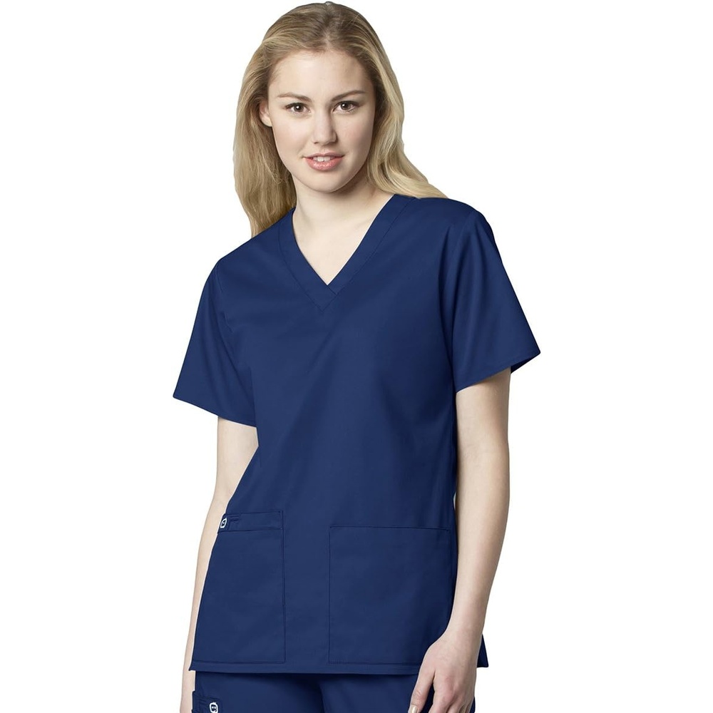 WINK WonderWORK Women’s V-Neck Scrub Top, Navy, 2XL