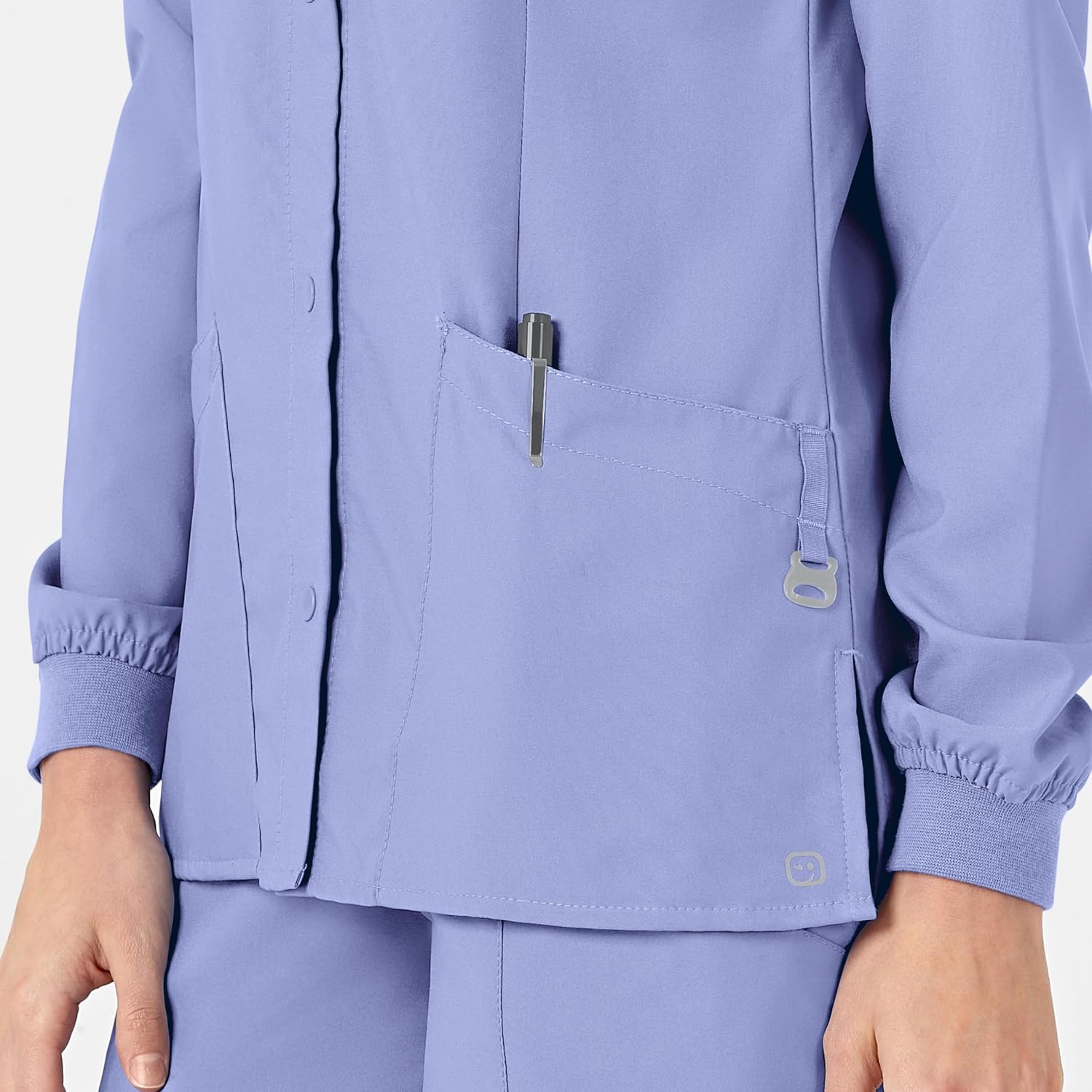 Wink W123 Women’s Crew Neck Warm Up Jacket(Ceil Blue)